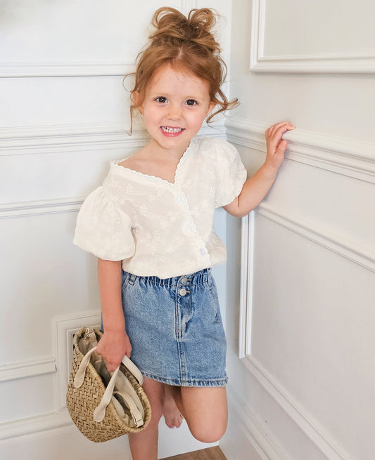 NEW - "Emilie" - Cream Embroidered Blouse