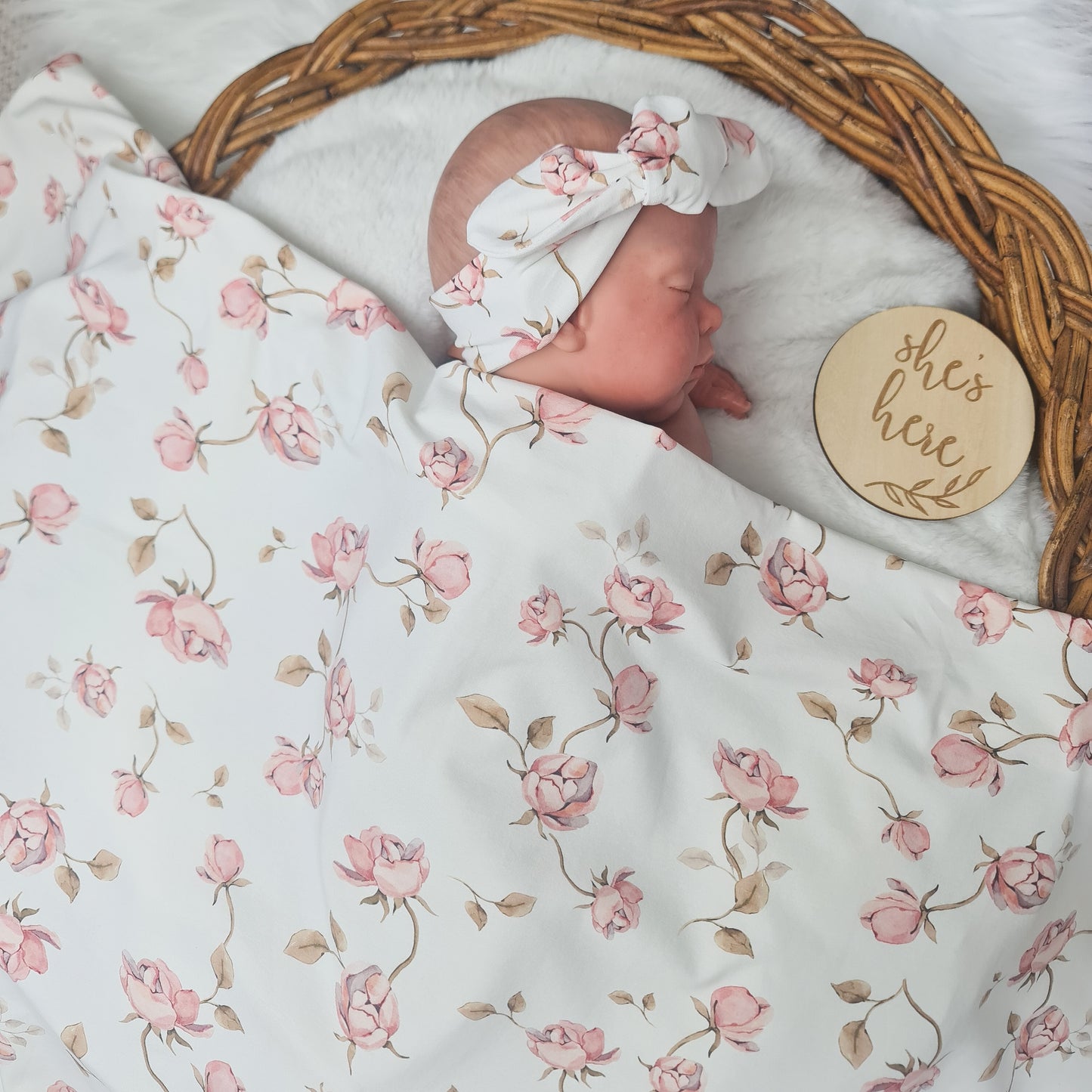 Posy blanket with headband - swaddle set