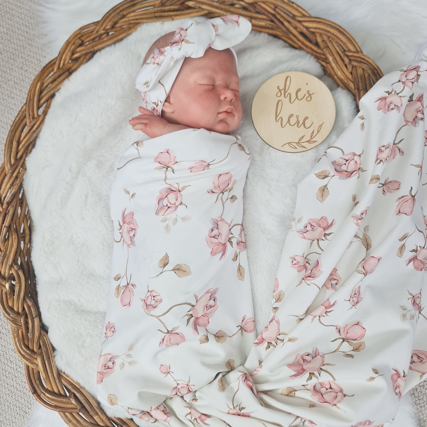 Posy blanket with headband - swaddle set