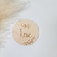 Wooden birth announment plaque - I'm here