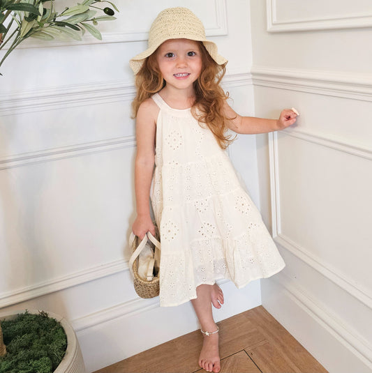 NEW - "Sylvie" - Cream Broderie Anglaise Dress