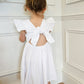 NEW - "Elsie" - White Open Back Frill Sleeve Dress