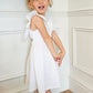 NEW - "Elsie" - White Open Back Frill Sleeve Dress