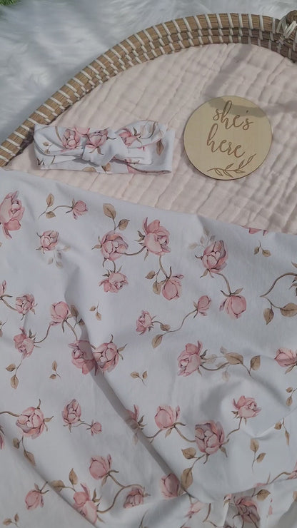 Posy blanket with headband - swaddle set