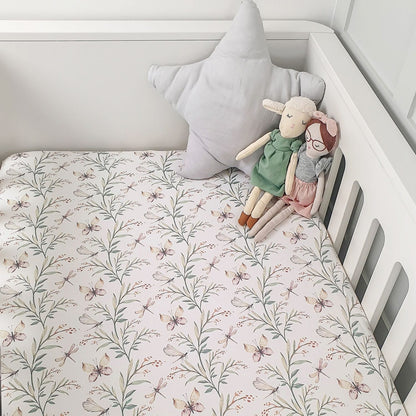 Cotbed sheet - Butterfly garden