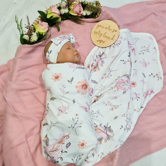 Fairy blanket with headband  - swaddle set