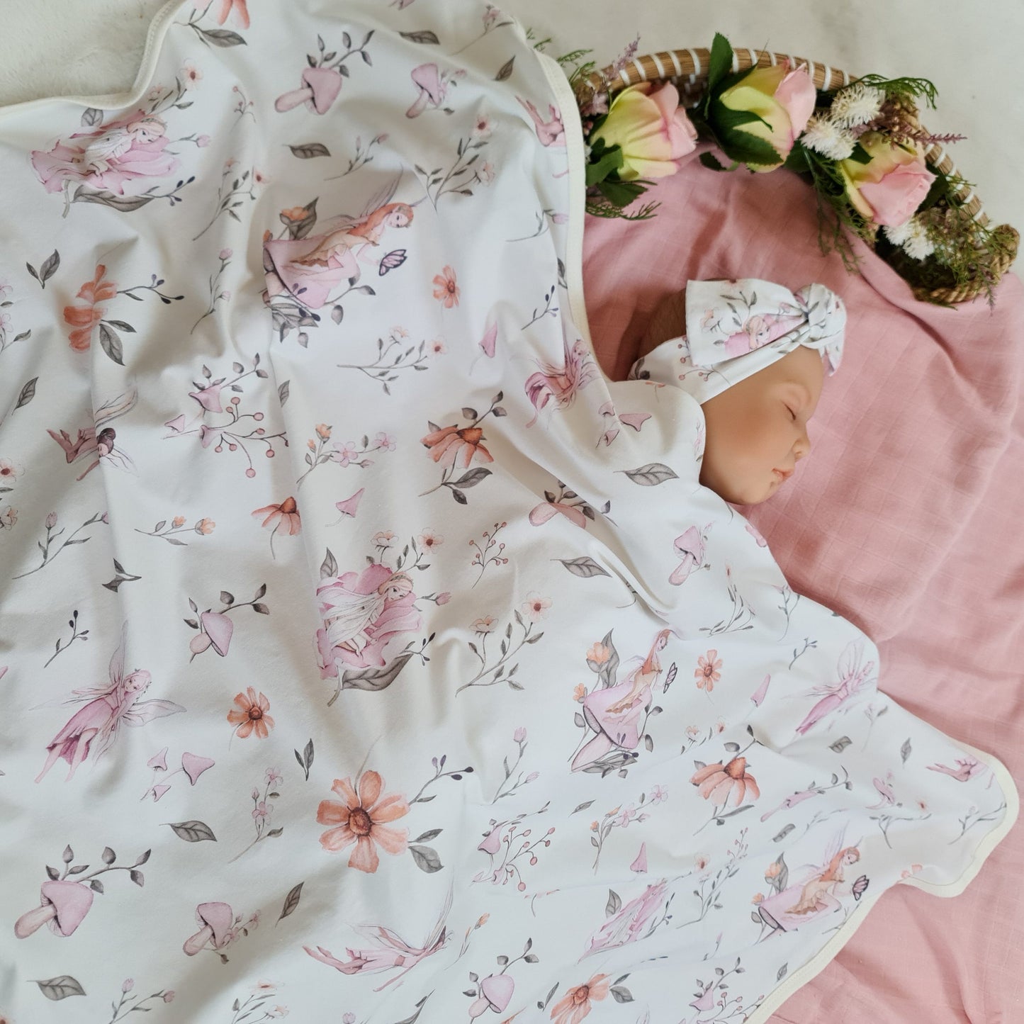 Fairy blanket with headband  - swaddle set