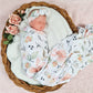 Floral blanket with headband  - swaddle set