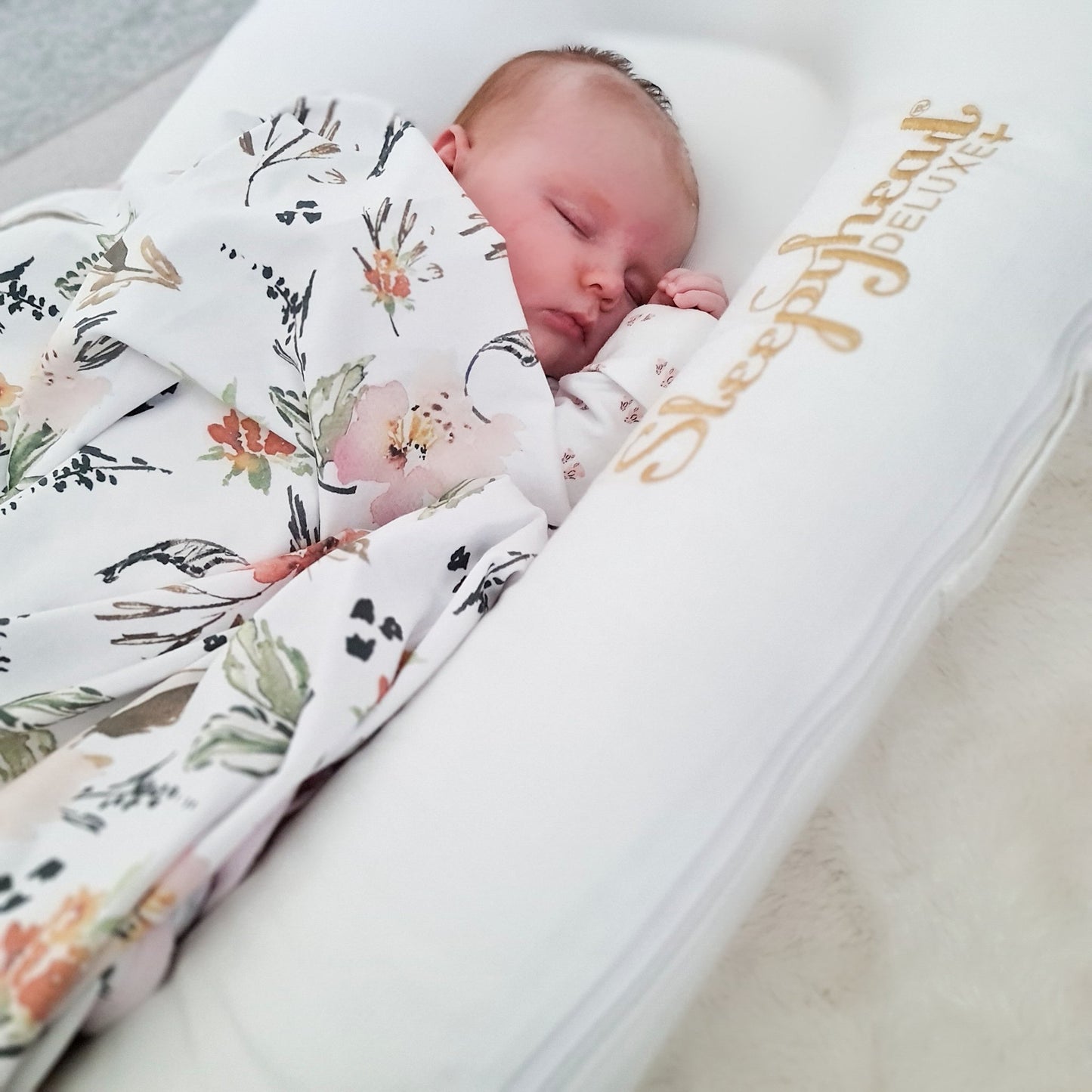 Floral blanket with headband  - swaddle set