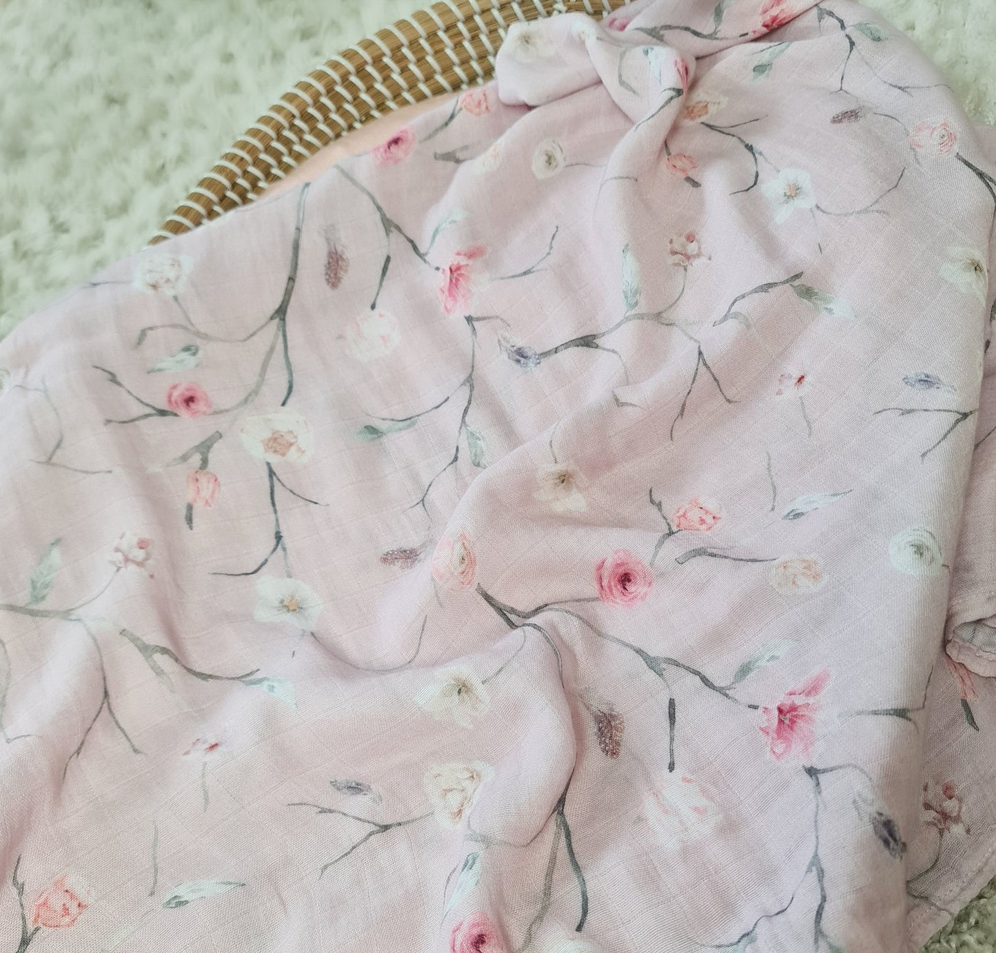 Muslin Swaddle & Headband - Flora blush