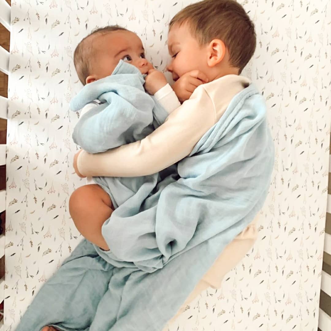 Newborn Baby Boy Muslin Swaddle Wrap Set. Blue Receiving Blanket By Minky Myles www.minkymyles