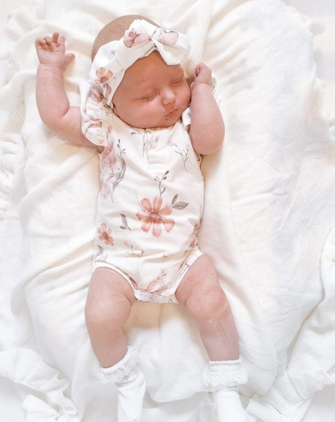 Baby Girl Short Sleeve Bodysuit - Cute Floral And Fairy Design - Minky ...