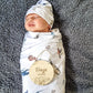 Sea Life blanket with hat - swaddle set