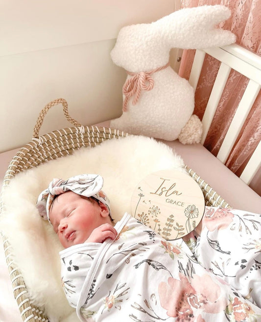 Floral blanket with headband  - swaddle set