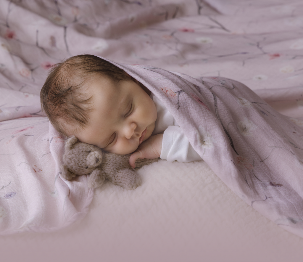 Muslin Swaddle & Headband - Flora blush