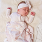 Pink palm blanket with headband - swaddle set