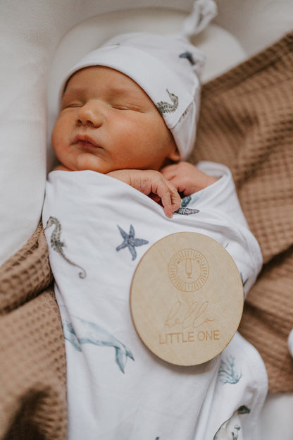 Sea Life blanket with hat - swaddle set