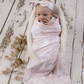 Pink palm blanket with headband - swaddle set