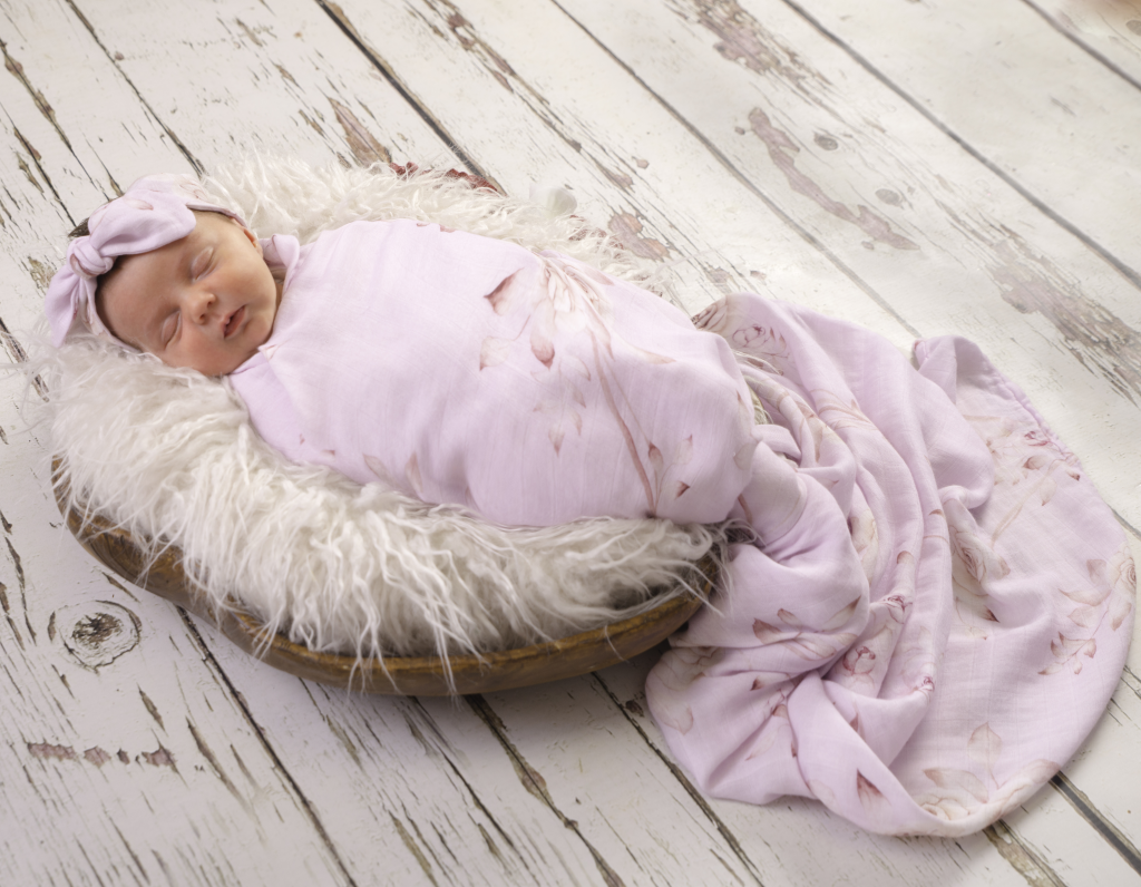 Muslin Swaddle & Headband - Rose