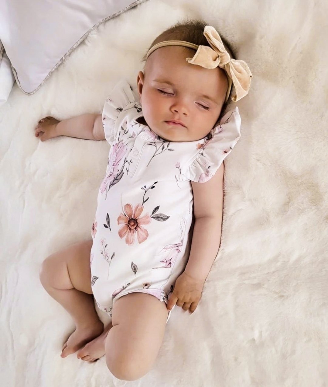 Baby Girl Short Sleeve Bodysuit - Cute Floral And Fairy Design - Minky ...